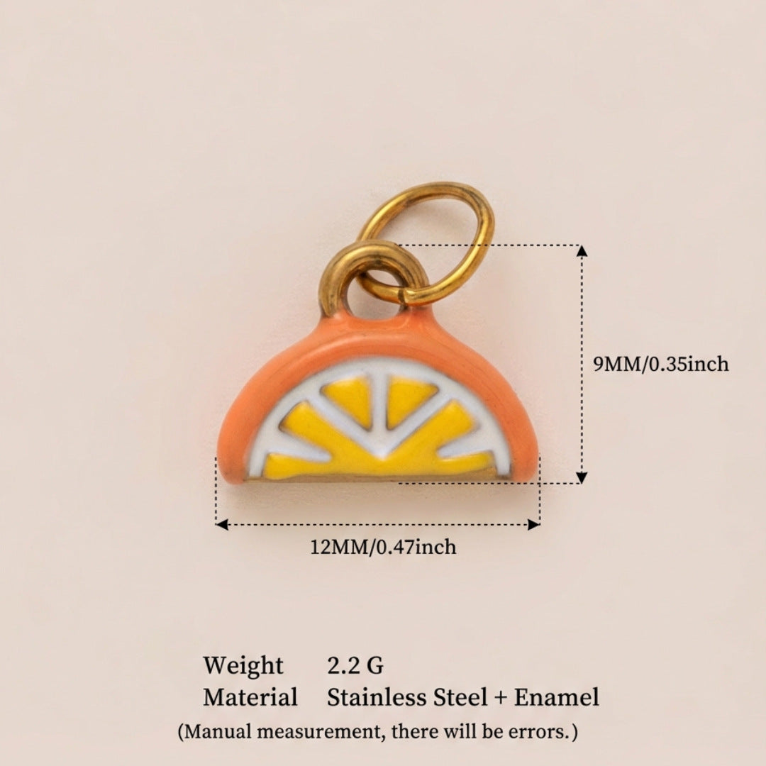 Vintage 18K Gold Plated Stainless Steel Fruit Charm Bar PVD Coated DIY Accessories