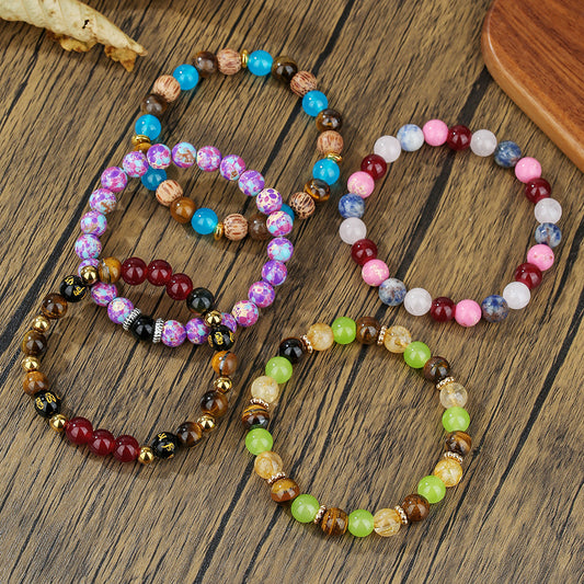 Round Agate Beaded Bracelet