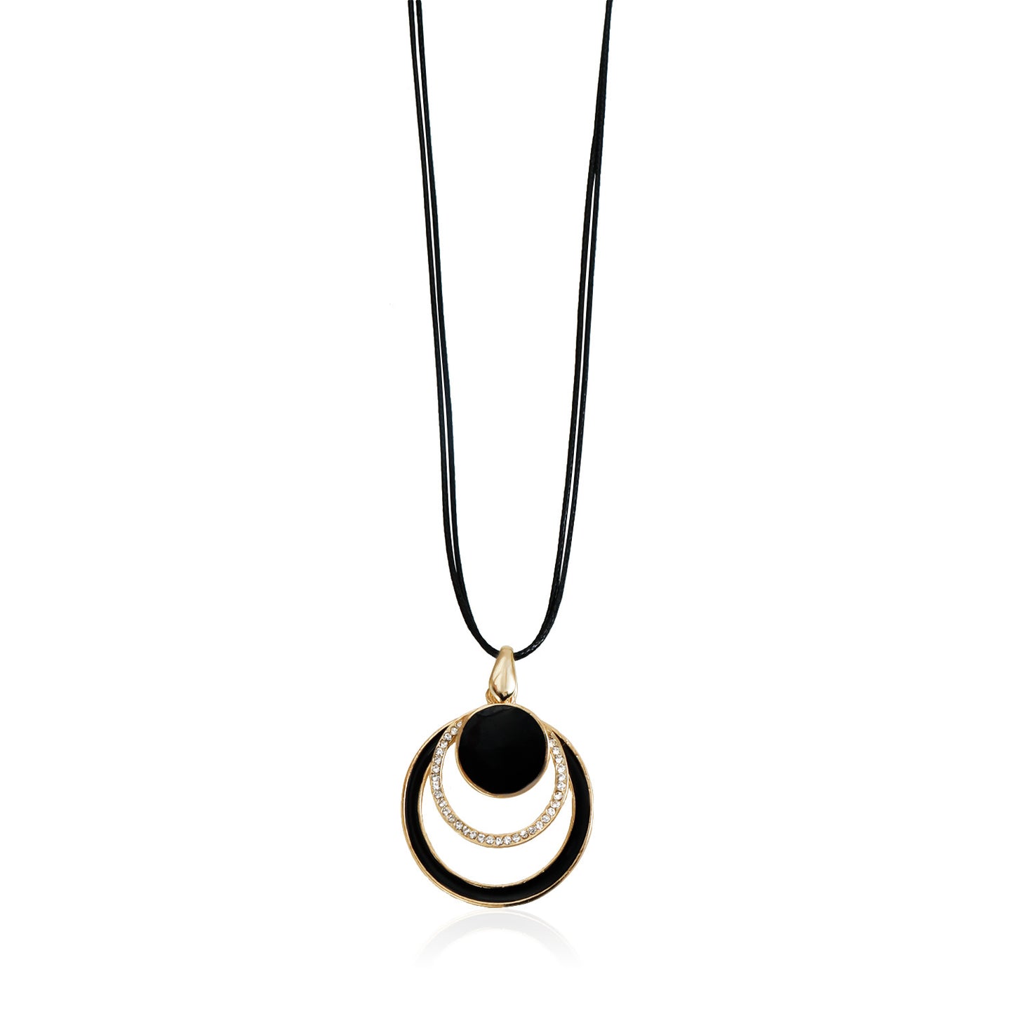 Streetwear Geometric Round Polished Alloy Rhinestone Necklace for Women