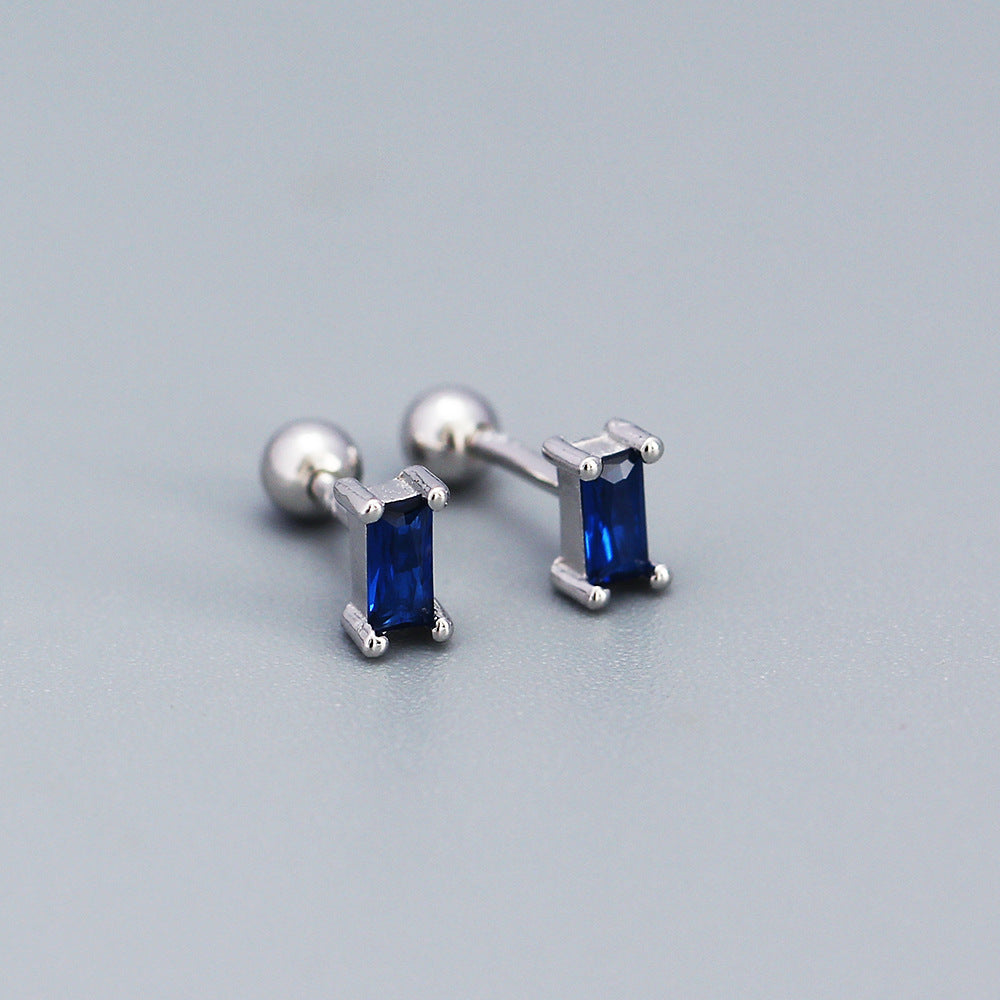 Orecchini da donna in argento sterling 925 con zirconi, stile geometrico