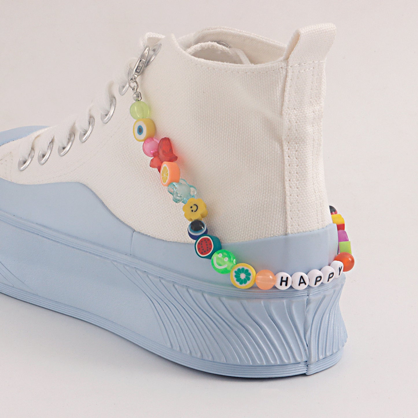 Geometric Alloy Anklet for Women with Soft Clay Fruit and Letter Design for Canvas Shoes Decoration