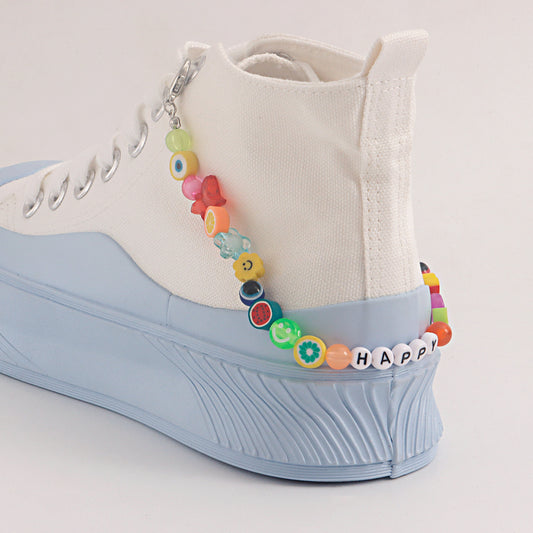 Tobillera Geométrica de Aleación para Mujer con Fruta de Arcilla Suave y Diseño de Letra para Decoración de Zapatos de Lona