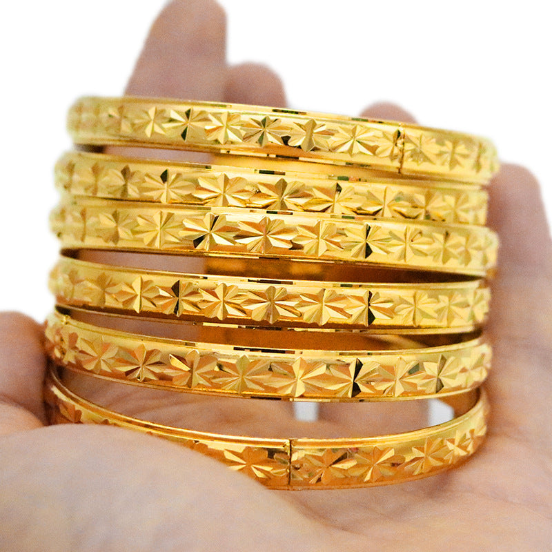 Luxury Elegant Geometric Brass PVD Plated Bangle Bracelet for Women
