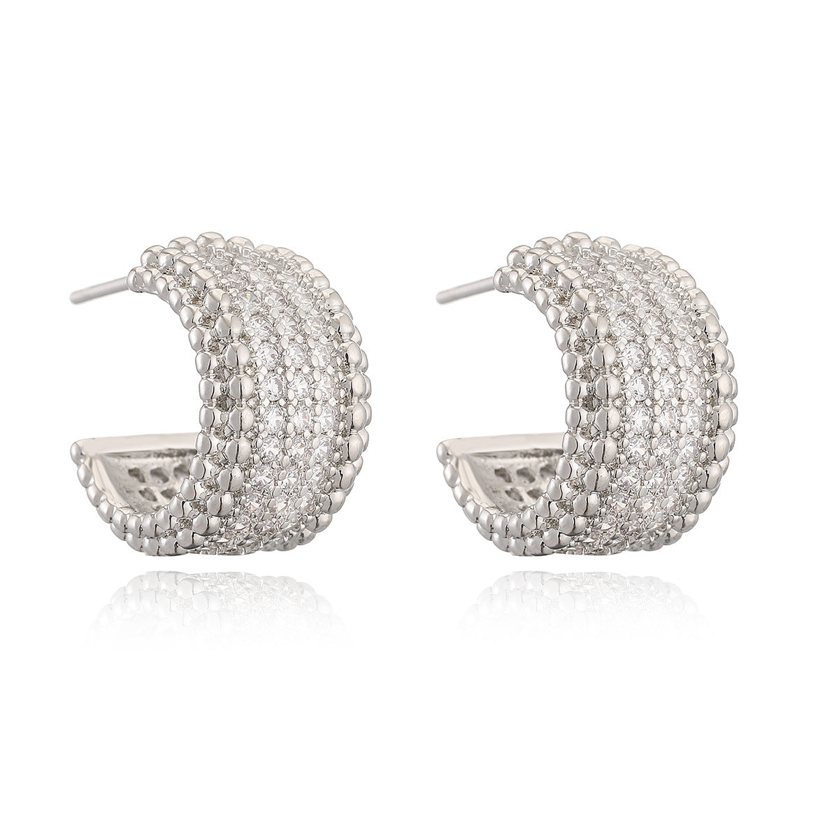 Minimalist Elegant Geometric Brass Gold Plated Cubic Zirconia Earrings for Women