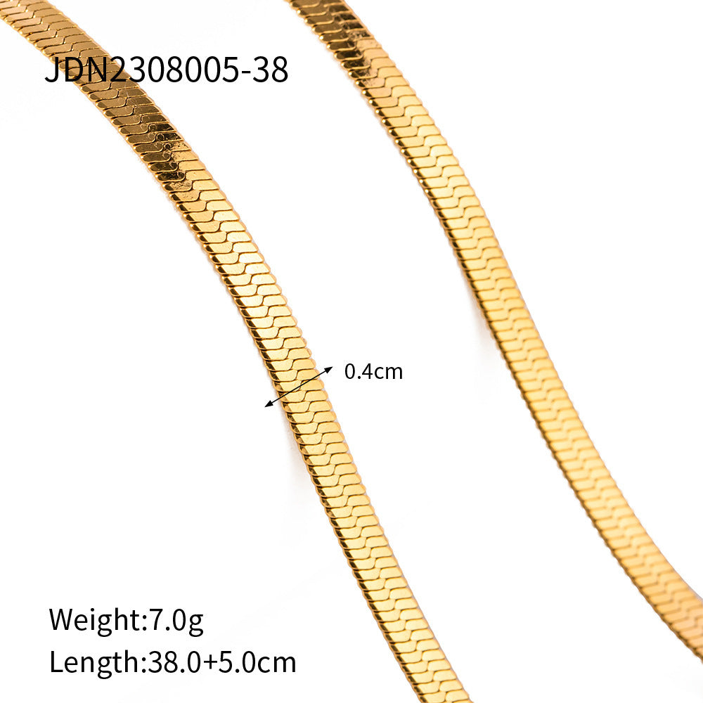 Minimalist 18K Gold Plated Geometric Square Stainless Steel Cubic Zirconia Necklace for Women