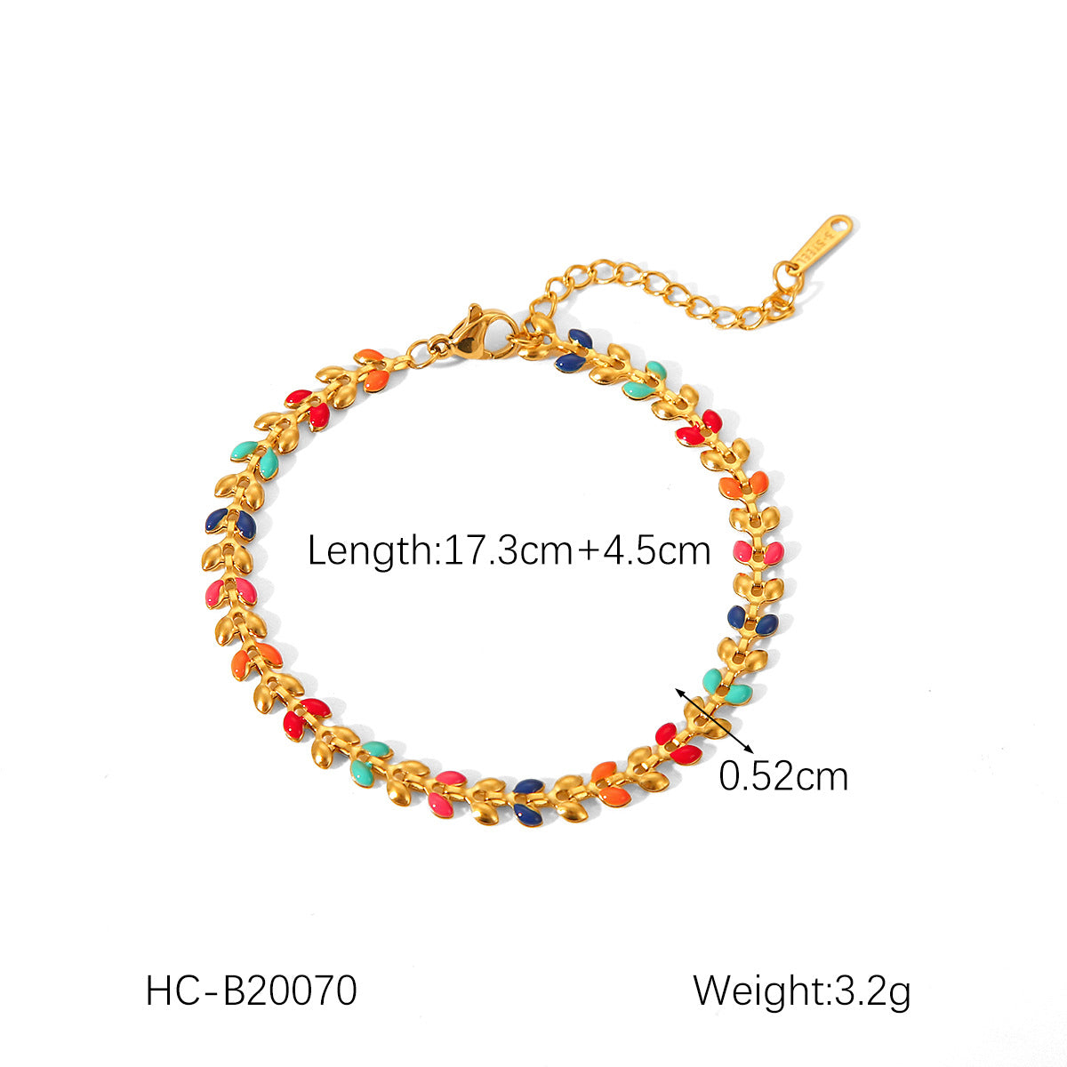 18K Gold Plated Stainless Steel Drip Oil Cherry Bracelet for Women Minimalist Sweet Fruit Jewelry