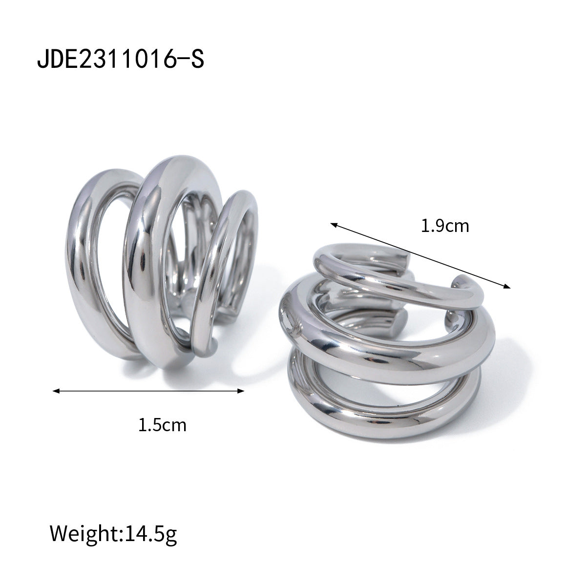 Minimalist Geometric Stainless Steel Ear Clips with Plated Finish for Women Fox-Inspired Animal Design Elegant Cold-Tone Earrings