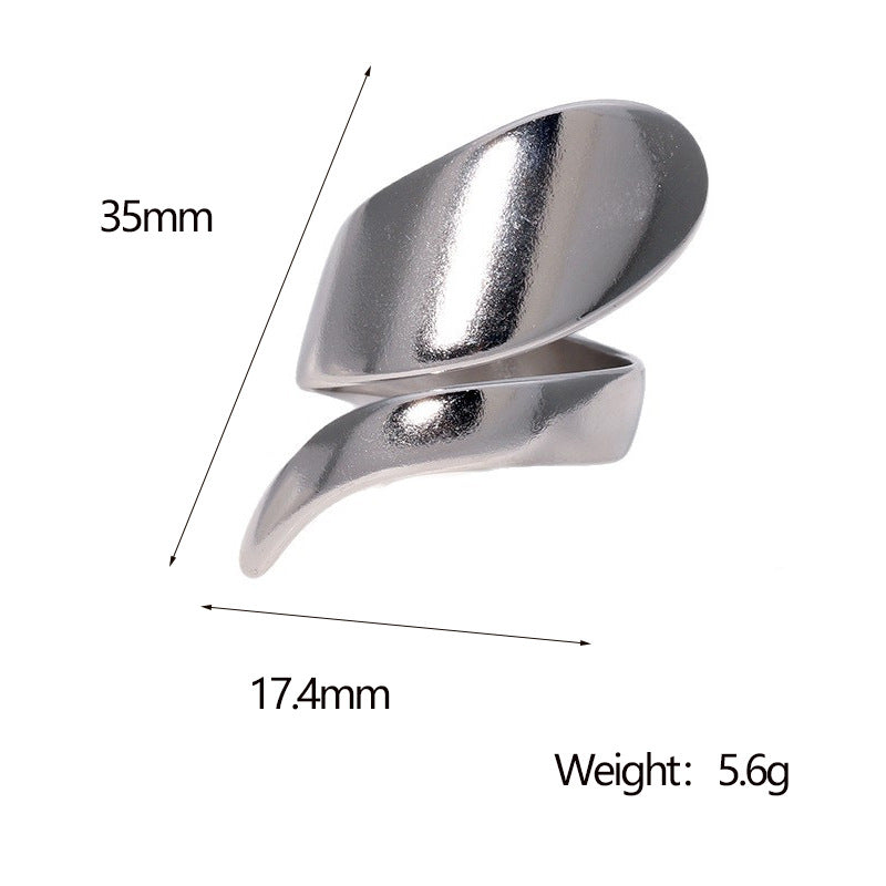 Anello aperto regolabile da donna a spirale geometrica minimalista in acciaio inossidabile con finitura placcata
