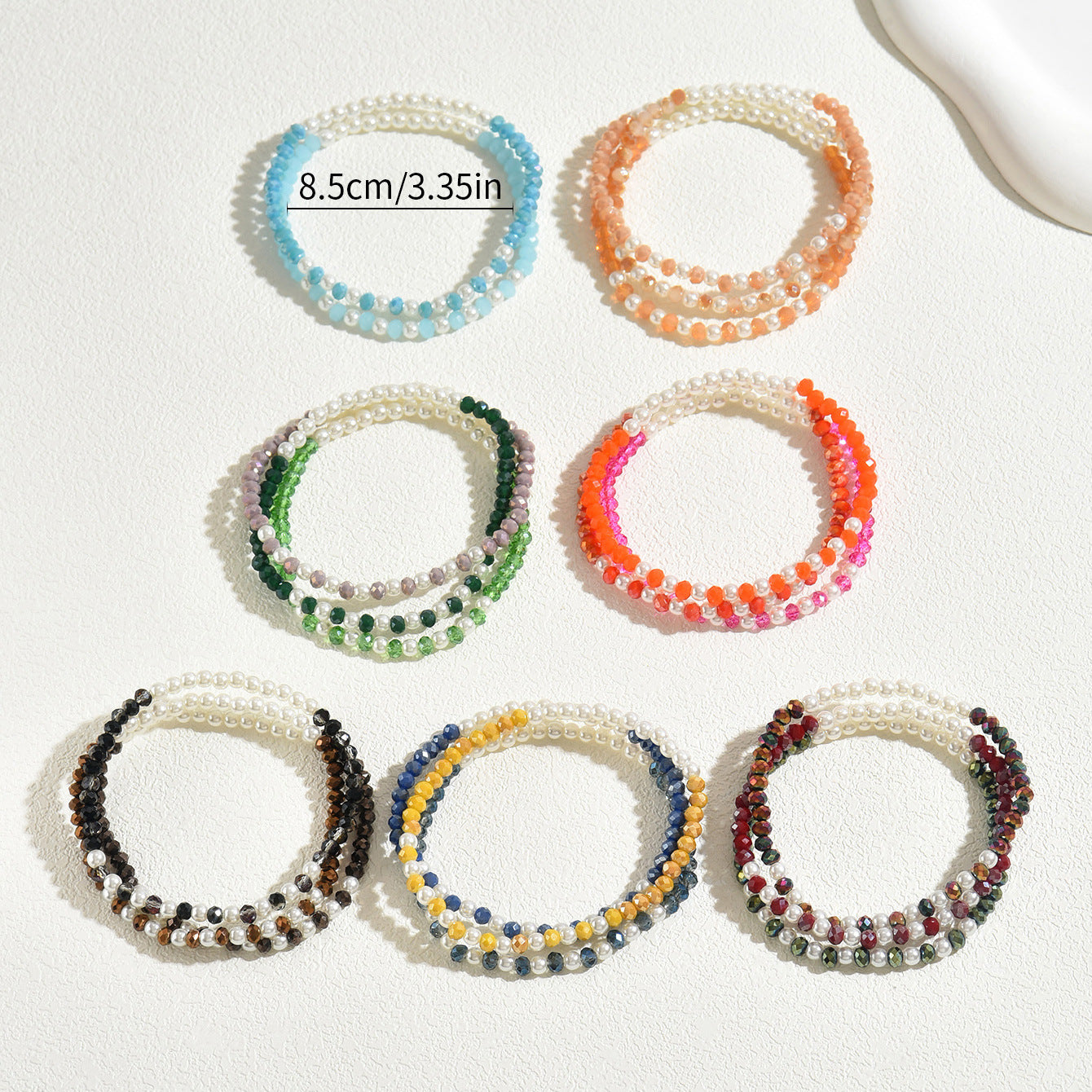 Set di bracciali con perle e cristalli geometrici stile bohémien minimalista, fatti a mano, intrecciati, accessorio di moda per donna