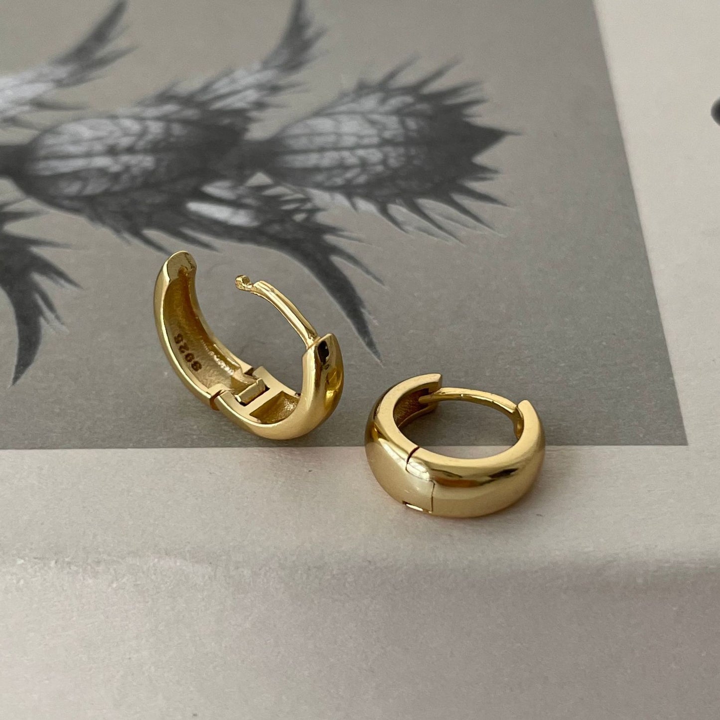 Orecchini a cerchio larghi ovali a stella in argento sterling 925 minimalisti