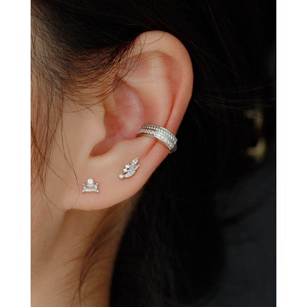 925 Sterling Silver Floral Geometric Earrings