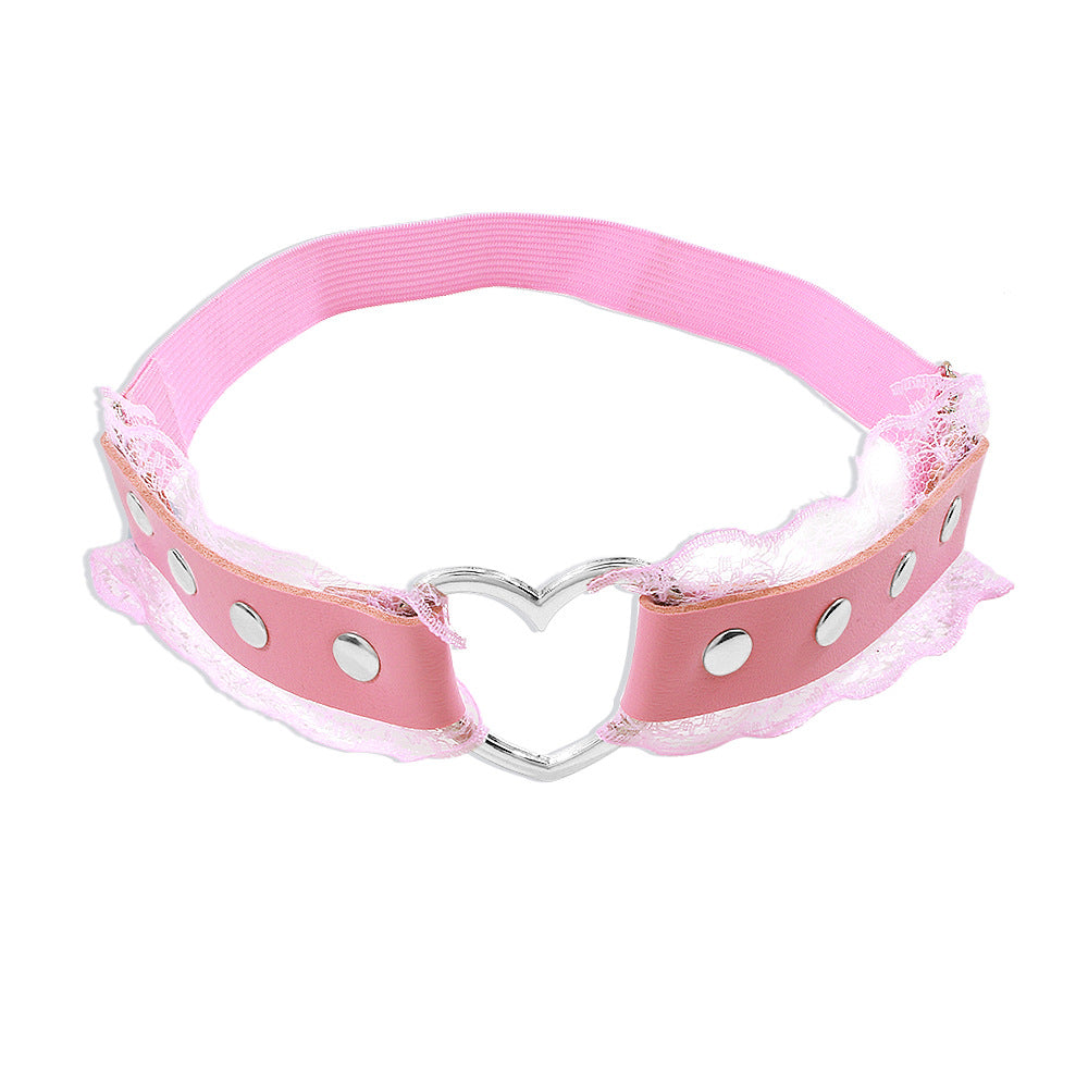 Cavigliera in Pelle Geometrica con Dettagli in Lega da Donna Accessorio Moda Gotico e Aggressivo per Discoteca