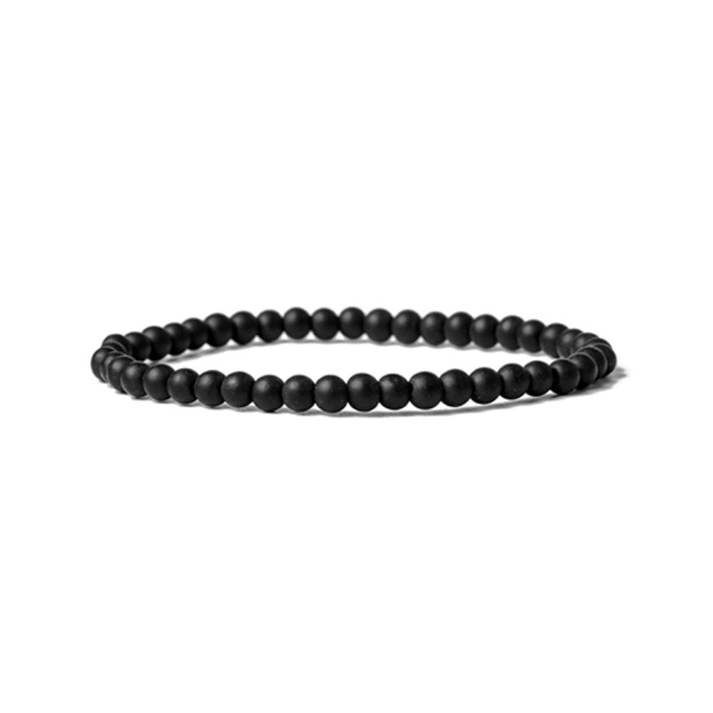 4mm Natural Stone Beaded Bracelet Tiger Eye Red Agate Black Matte Volcanic Rock Elastic Animal Charm