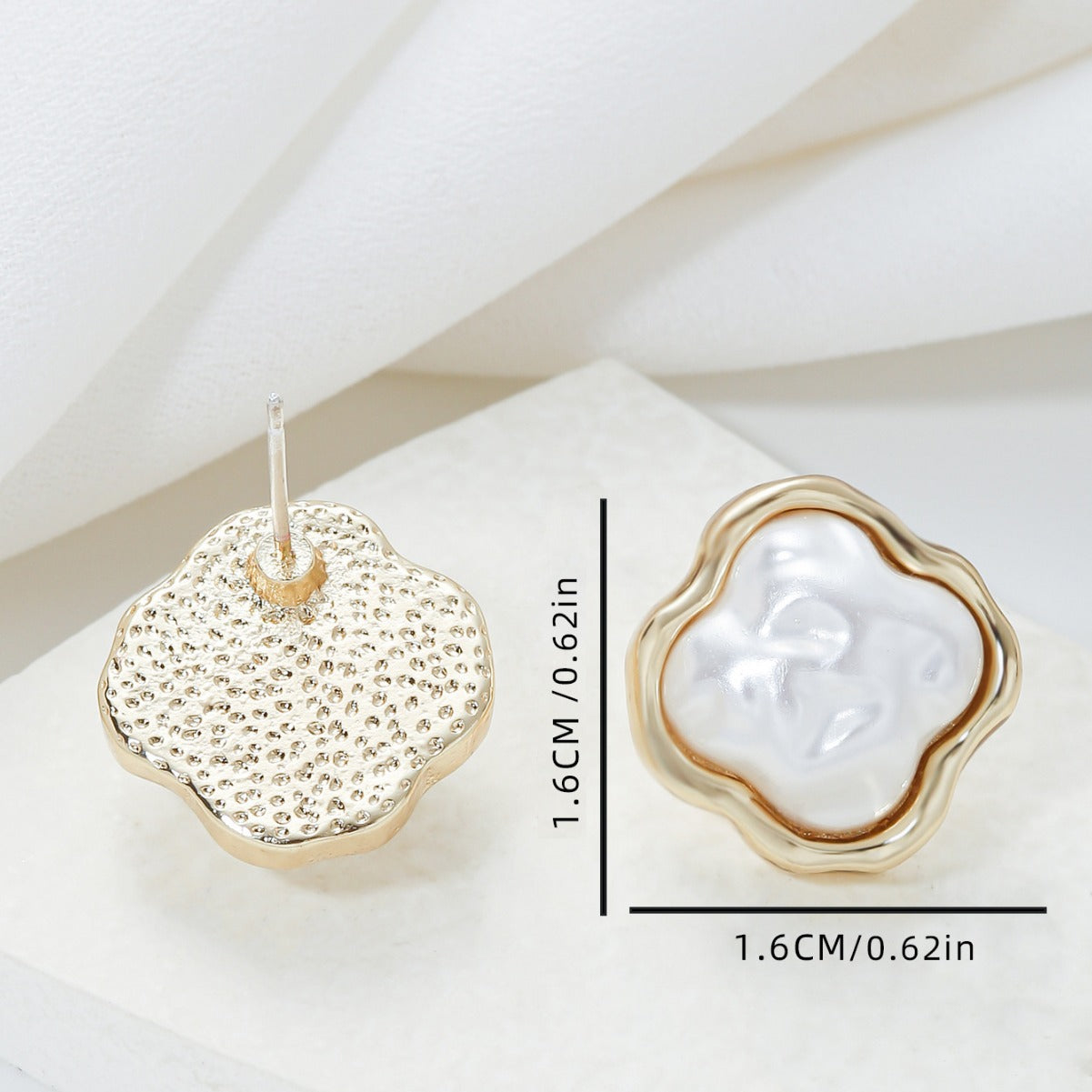 Pendientes de tuerca minimalistas de perlas irregulares para mujer en cobre con postes de acero inoxidable, diseño geométrico, joyería elegante de inspiración vintage