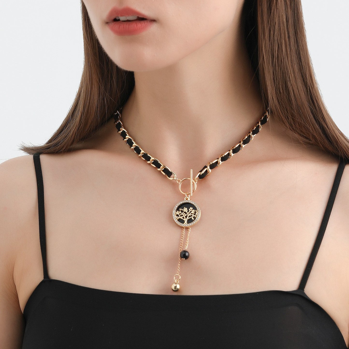 Minimalist Heart Alloy Plated Pendant Necklace with Tassel for Women