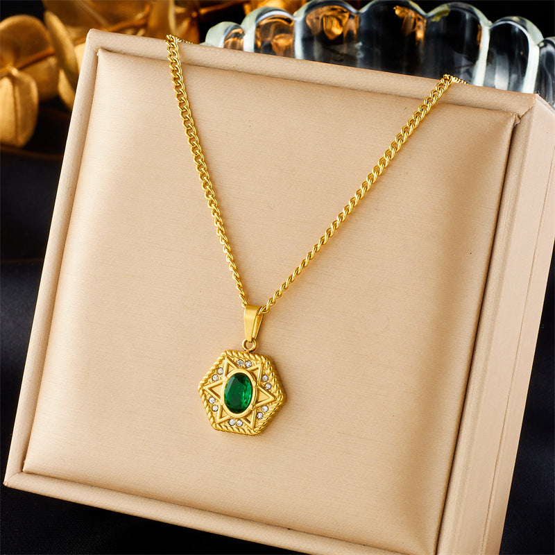 Collar con Colgante de Corazón Geométrico Minimalista Vintage con Incrustaciones de Pedrería Cadena de Acero Inoxidable con Baño de Rodio Longitud Ajustable Joyería de Moda para Mujer