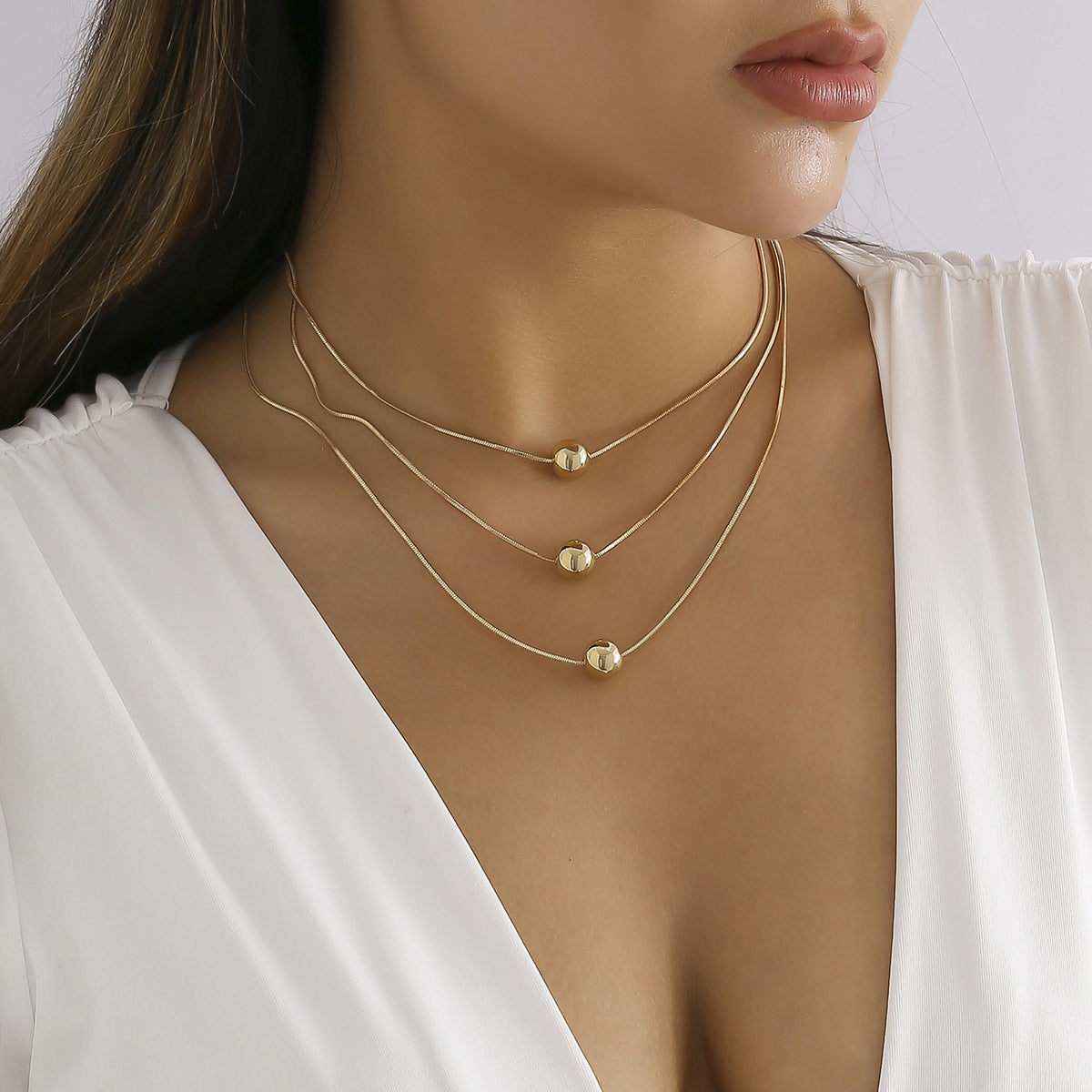 Minimalist Geometric Alloy Plated Snake Chain Necklace for Women