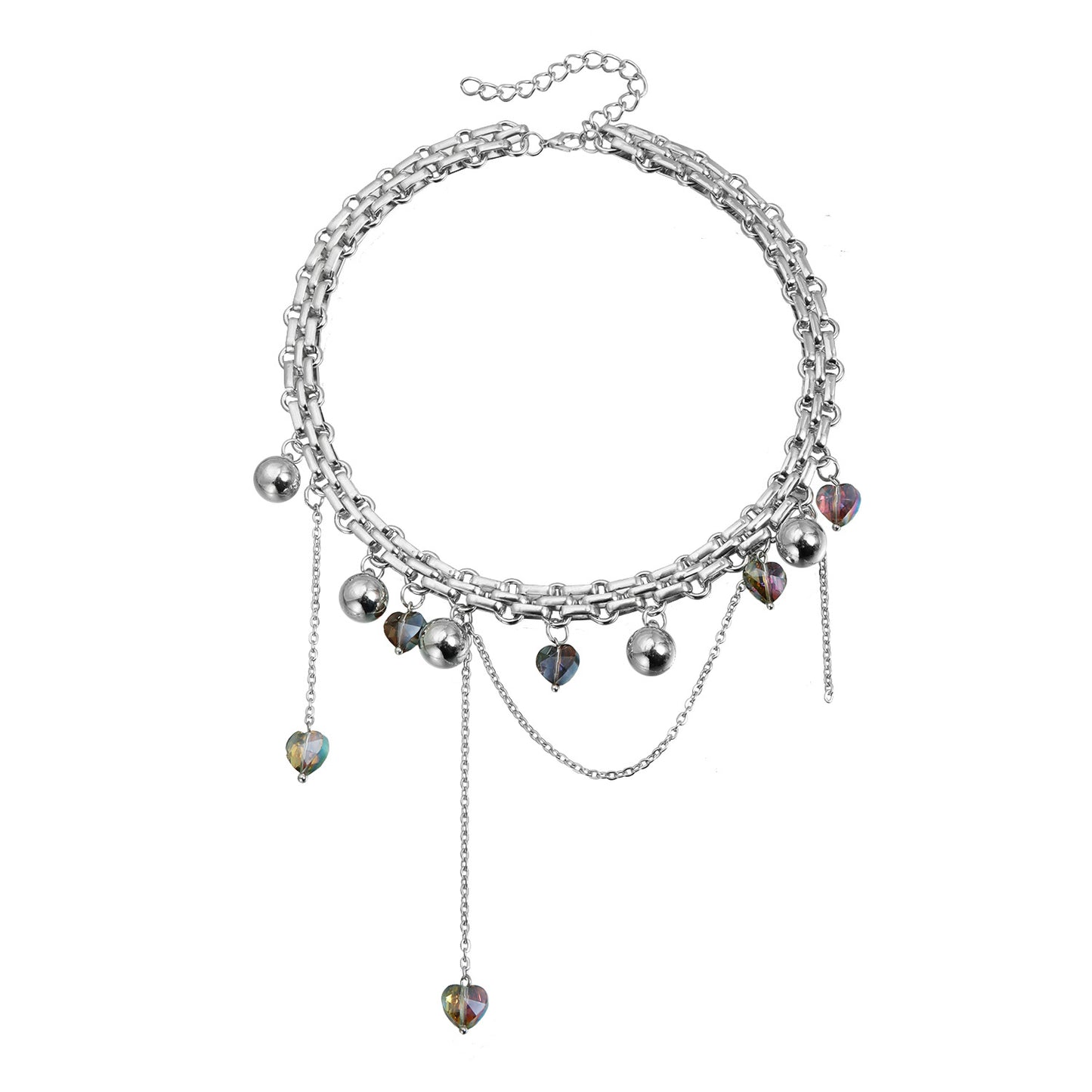 Vintage Heavy-Duty Heart Geometric Alloy Plated Necklace for Women