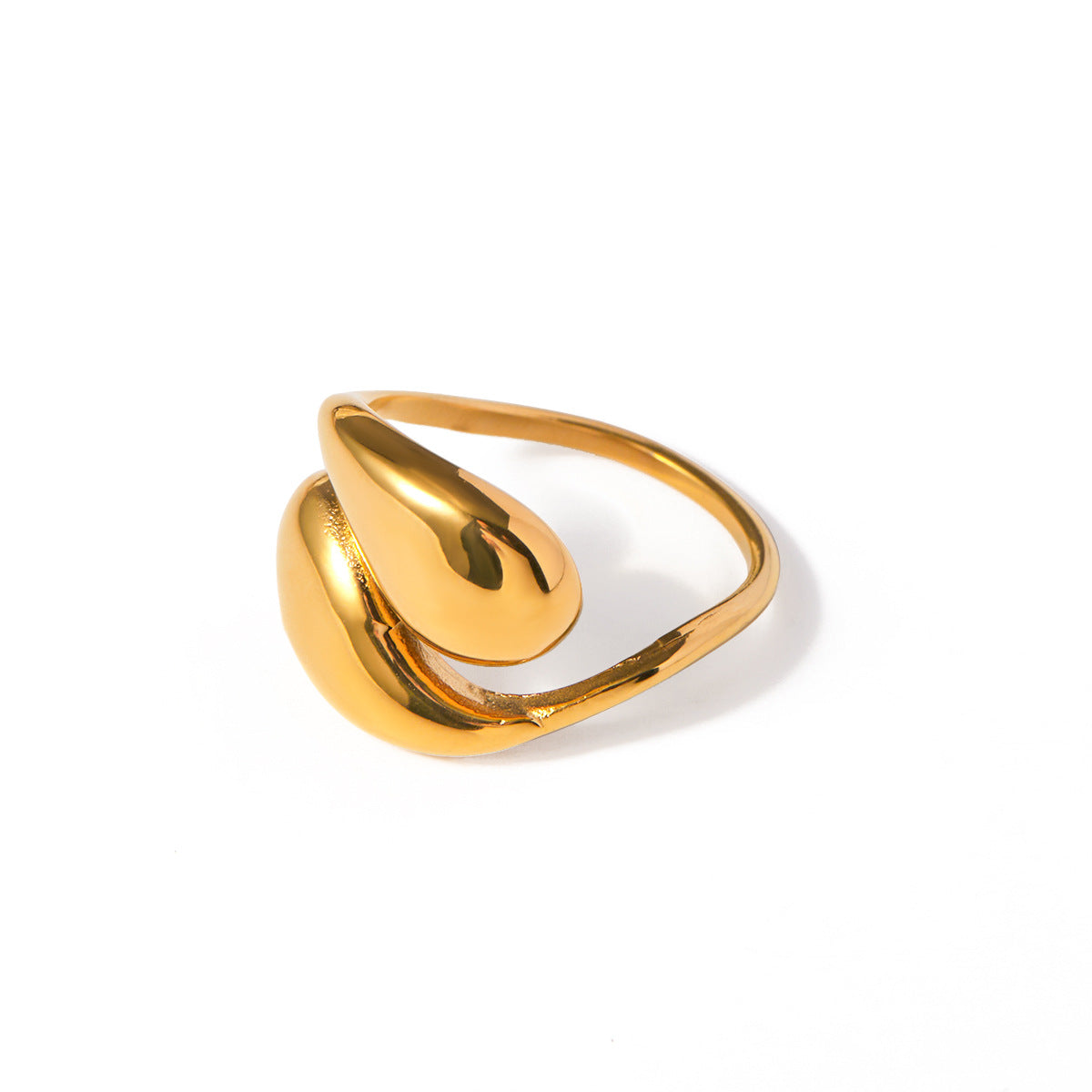 Anello aperto asimmetrico a goccia placcato oro 18K in acciaio inossidabile, gioielli unisex, stile minimalista