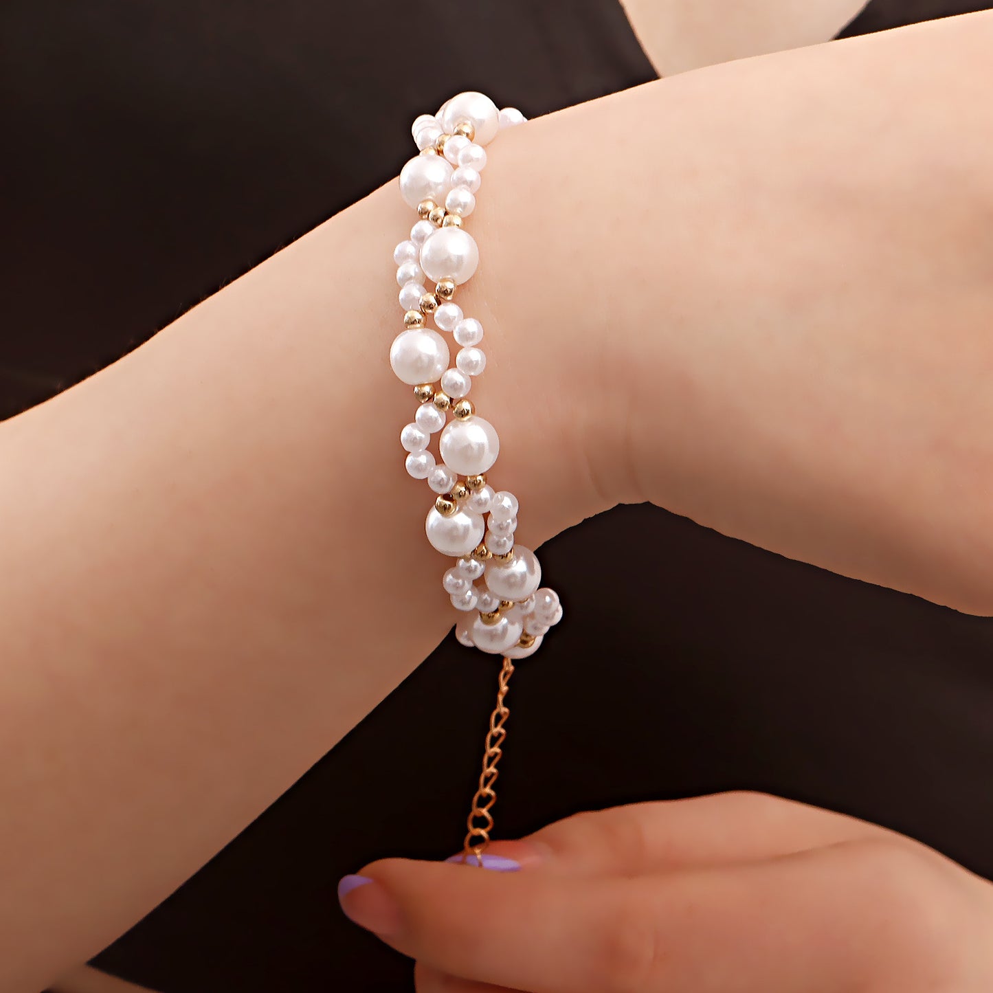 Conjunto de collar y pulsera de aleación geométrica con baño de metal para mujer