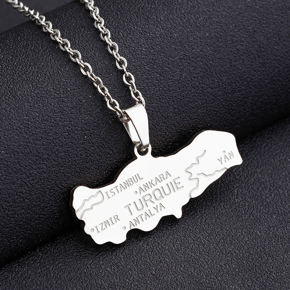 Collar con colgante de acero de titanio geométrico étnico con esmalte para unisex, estilo de cadena O