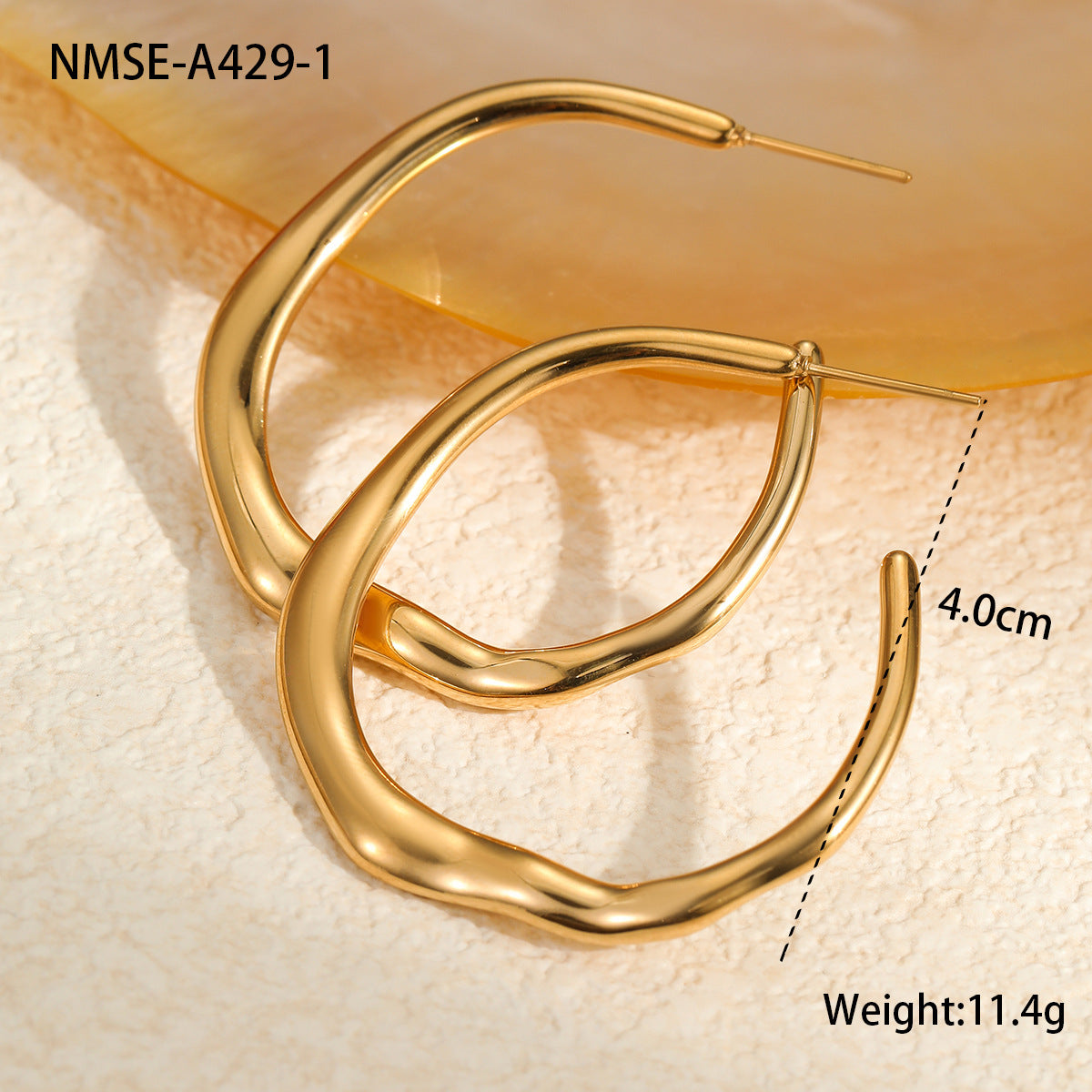 Orecchini a cerchio a C minimalisti geometrici in acciaio inossidabile con placcatura in oro 18 carati da donna