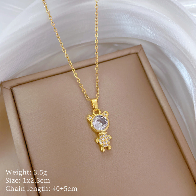 Collar de titanio con diamantes de imitación, cielo estrellado geométrico, para mujer, cadena de labios minimalista, estilo dulce