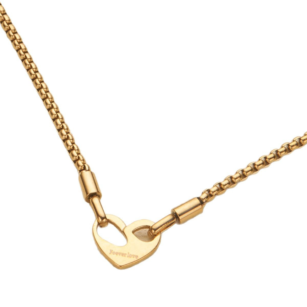 Minimalist Heart-Shaped Stainless Steel Pendant Necklace with Titanium Steel Inlay and Electroplated Finish for Unisex Valentine's Day