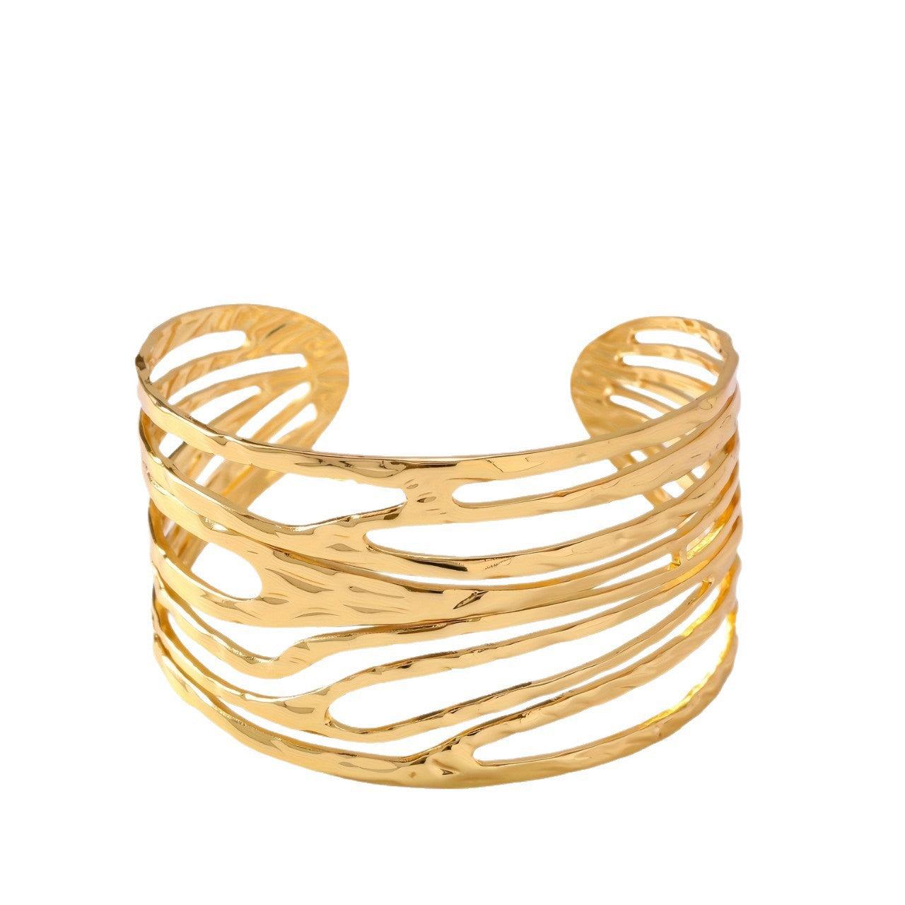 Bracciale a Polsino Minimalista Geometrico Cavo Aperto in Acciaio Inossidabile con Pressione dell'Olio