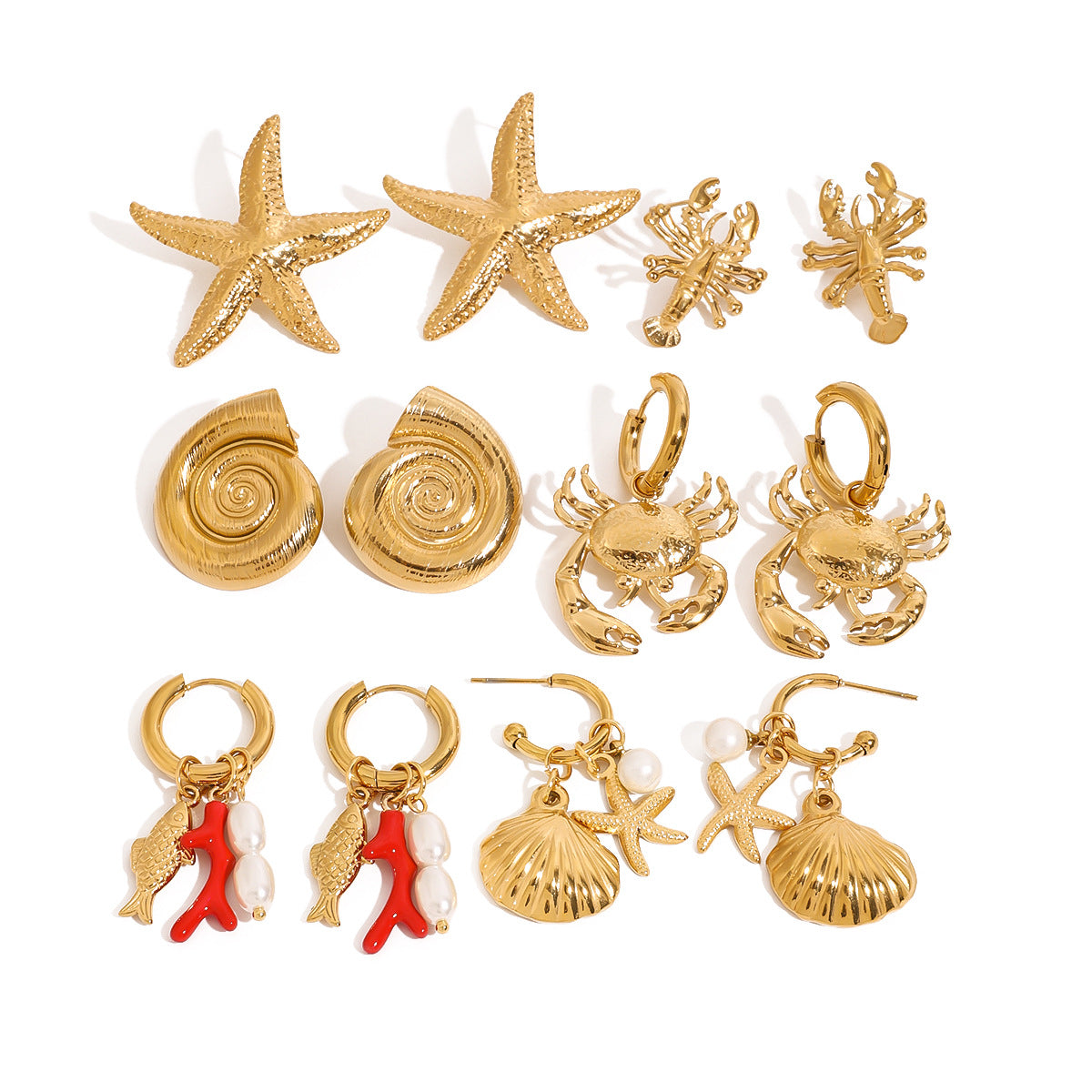 Luxury Gold Plated Geometric Star Stainless Steel Earrings for Women