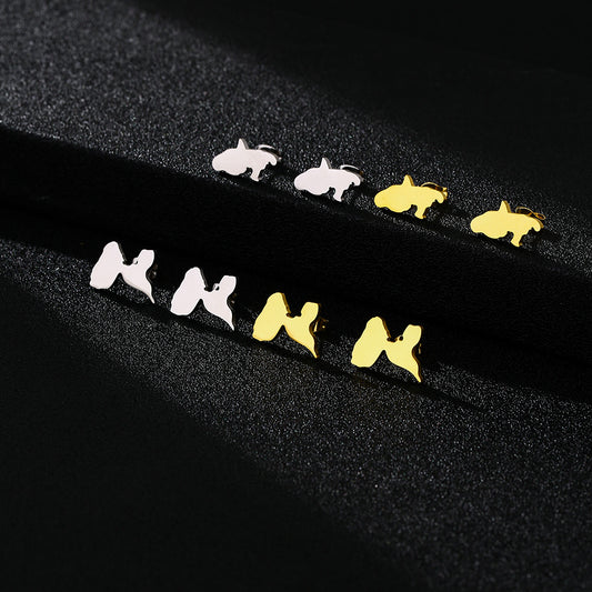 Orecchini a perno geometrici in acciaio inossidabile in stile etnico con finitura placcata, unisex