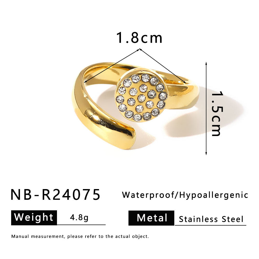 Vintage Minimalist Stainless Steel Drip-Shaped Geometric Ring with 18K Vacuum Plating for Women