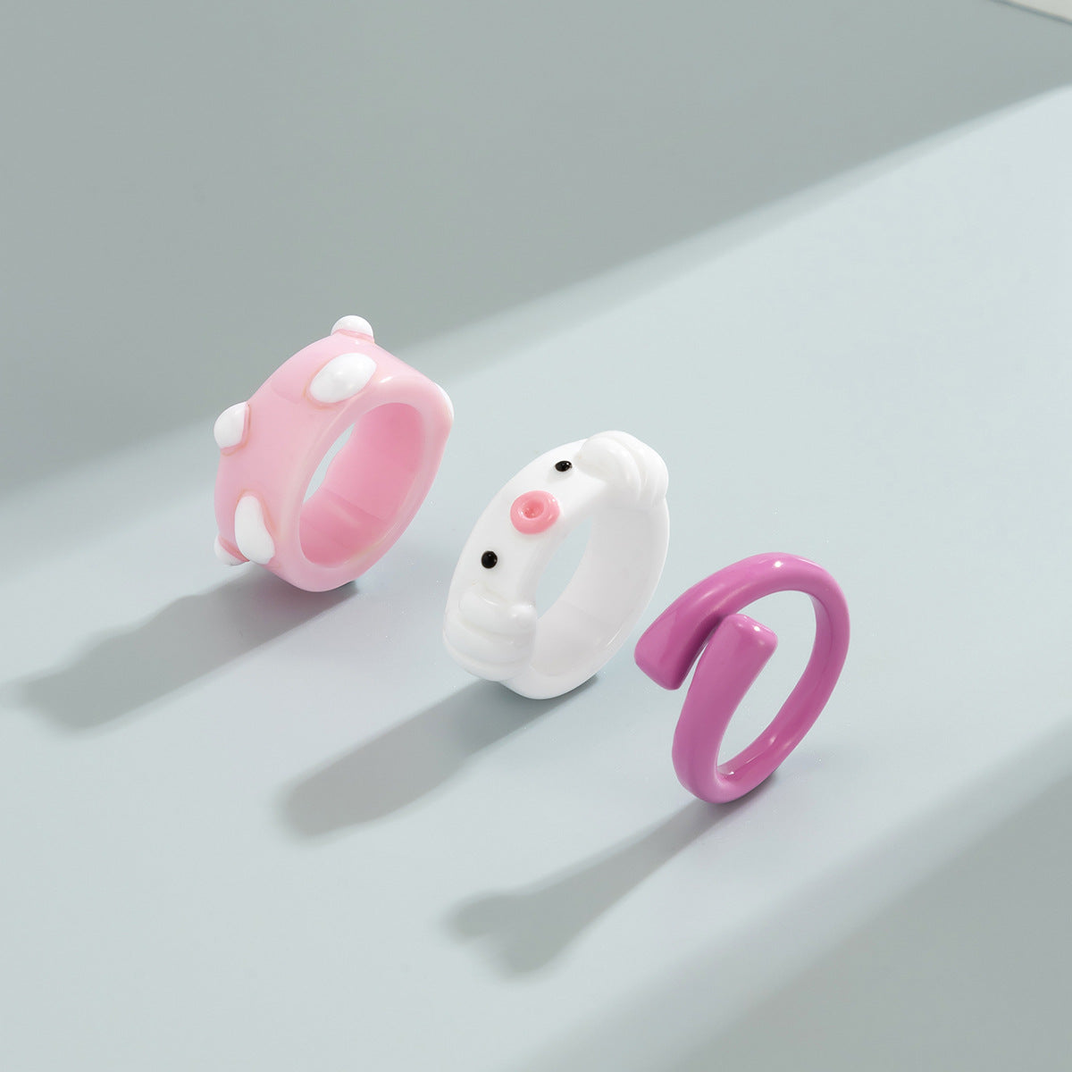Anello in acrilico a forma di polpo nuvola minimalista da donna, gioielli geometrici impilabili stile vacanza