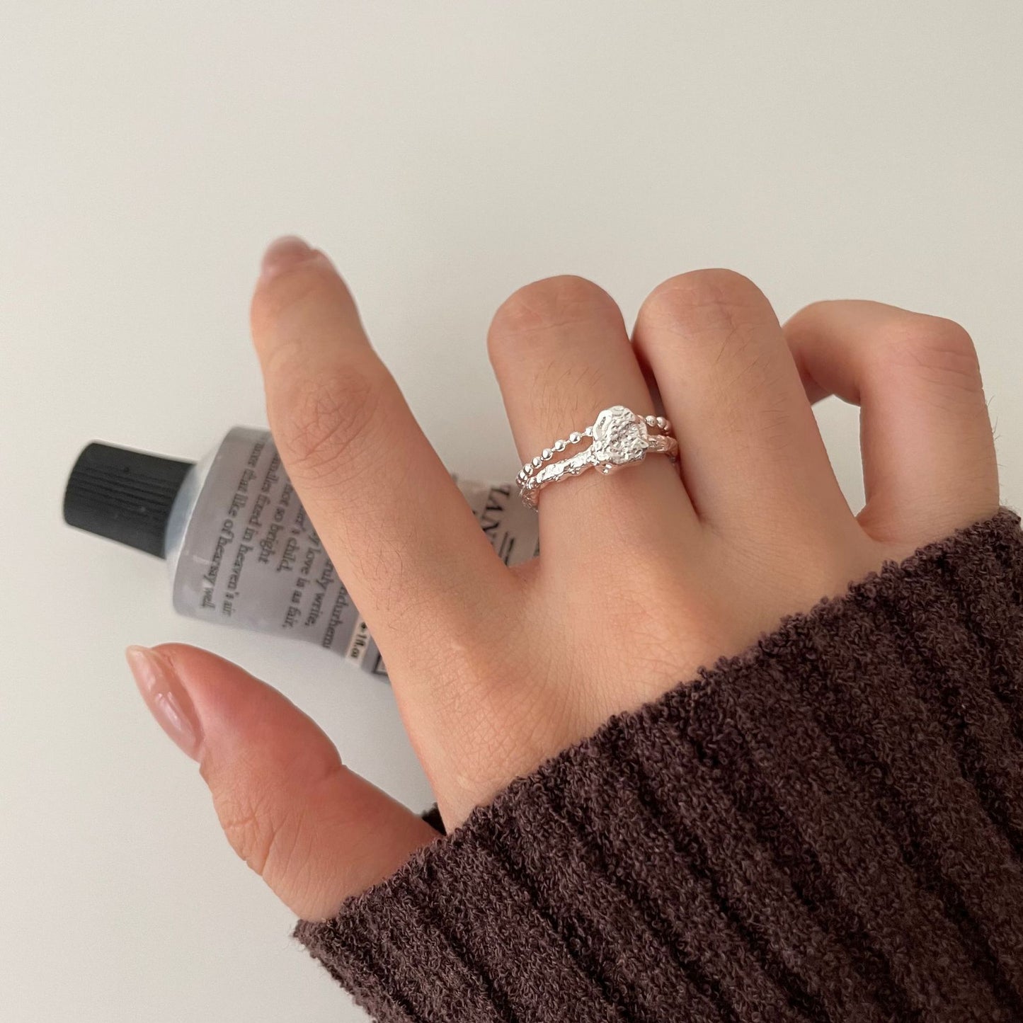 Minimalist Heart-Shaped 925 Sterling Silver Ring for Women with Polished Finish