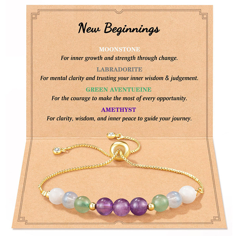 Elegant Natural Crystal Beaded Bracelet with Box Chain and Adjustable Clasp for Women