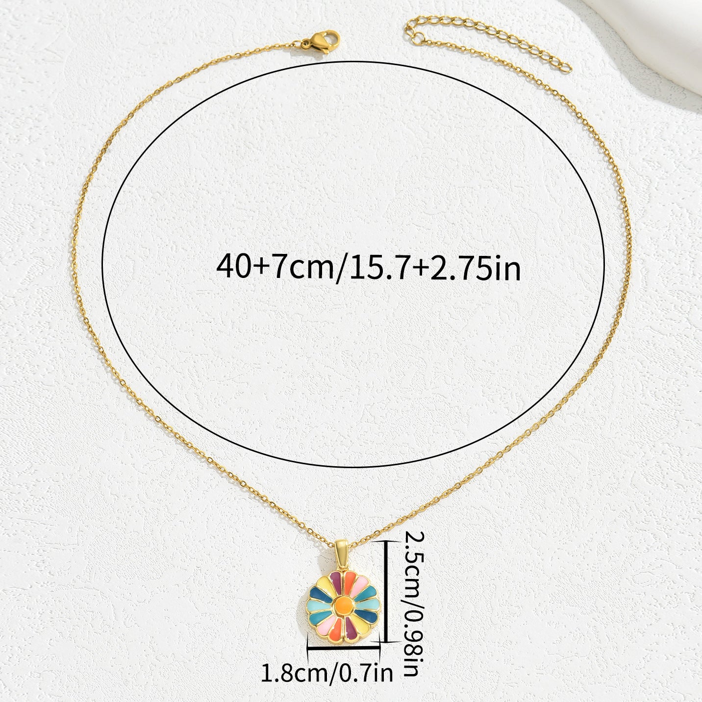 Collar con colgante de girasol de diseño original con esmalte para mujer, forma floral y geométrica, cadena de cobre con colgante de aleación