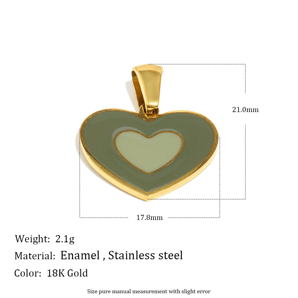 Sweet Heart Shape Stainless Steel Drip Oil 18K Gold Plated Charm Bar