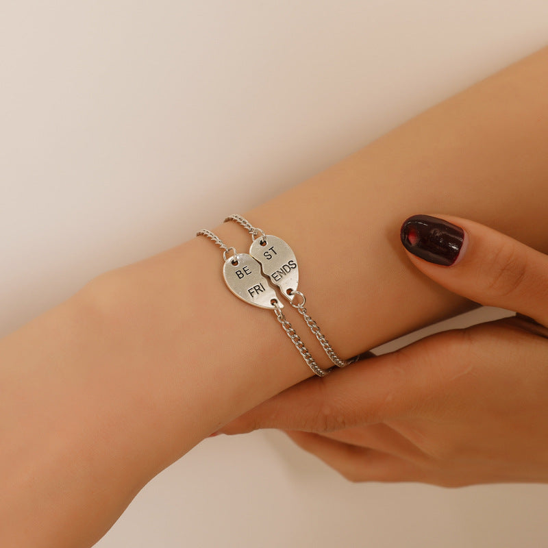 Collana da donna placcata in lega di zinco con cuore geometrico arcobaleno