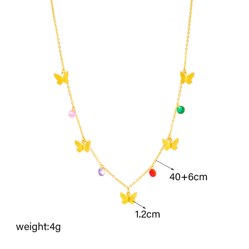 Collana con pendente a farfalla in acciaio inossidabile con finitura placcata da donna, design minimalista e versatile