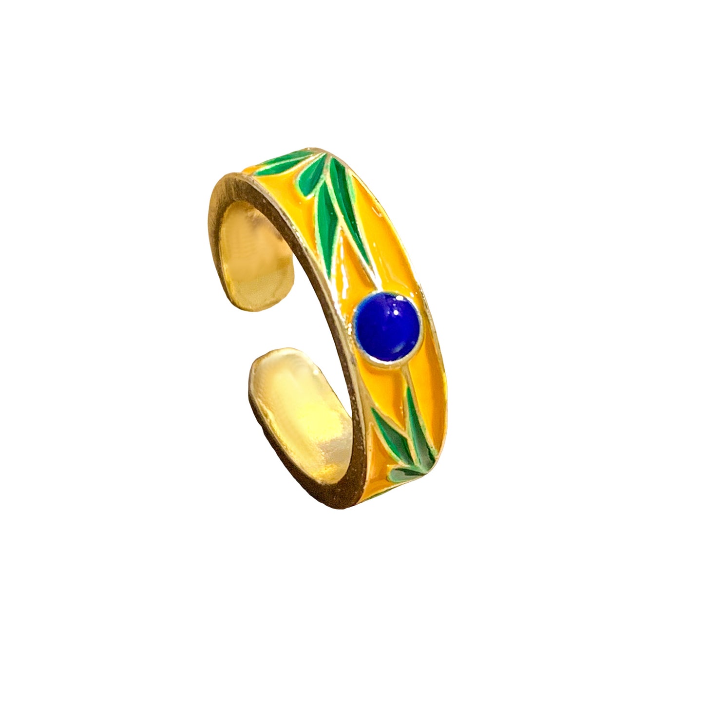 Sweet Floral Heart Gold Plated Brass Adjustable Ring for Women