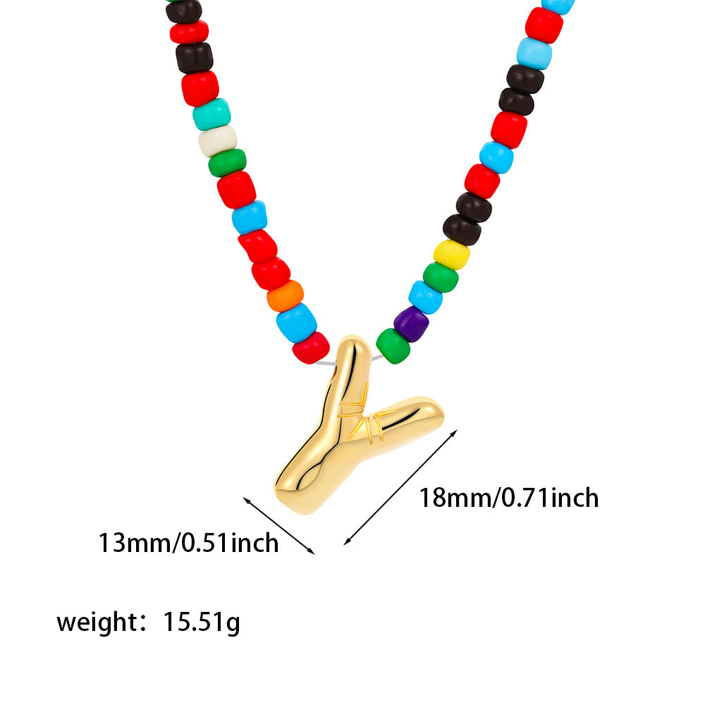 Collana con Lettere Unisex in Acciaio Inossidabile Placcato Oro 18K Casual