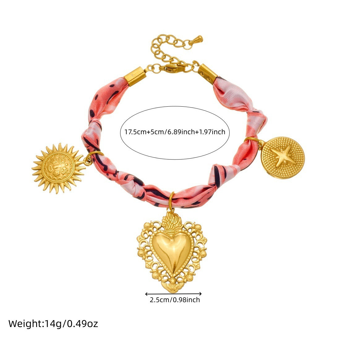 Bohemian Vintage Gold Plated Stainless Steel Heart Teardrop Charm Bar Jewelry Set for Women