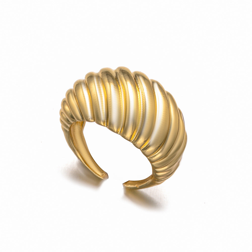 Anello Aperto Geometrico Minimalista da Donna in Rame Placcato Oro 18K con Stile Moderno ed Elegante Adatto per l'Ufficio