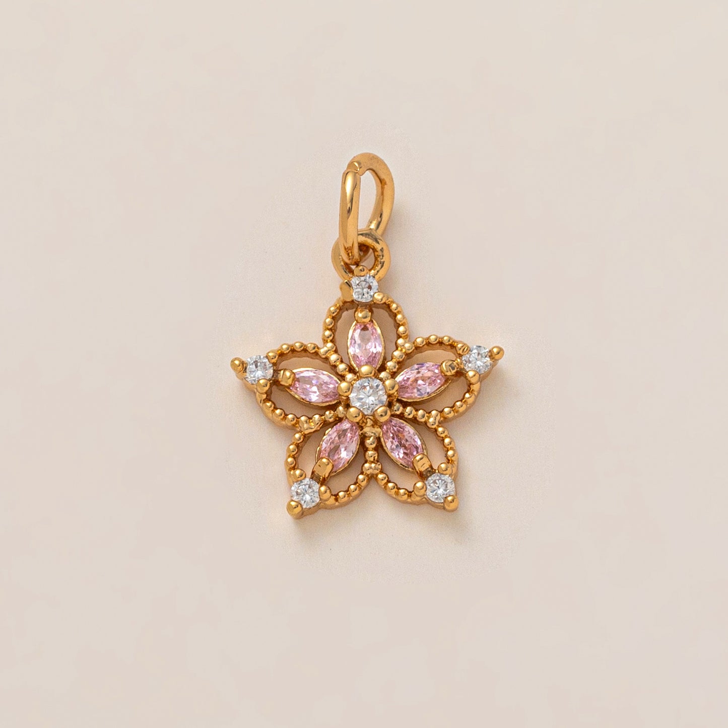 Collana da donna con ciondolo floreale a cuore a goccia in ottone placcato