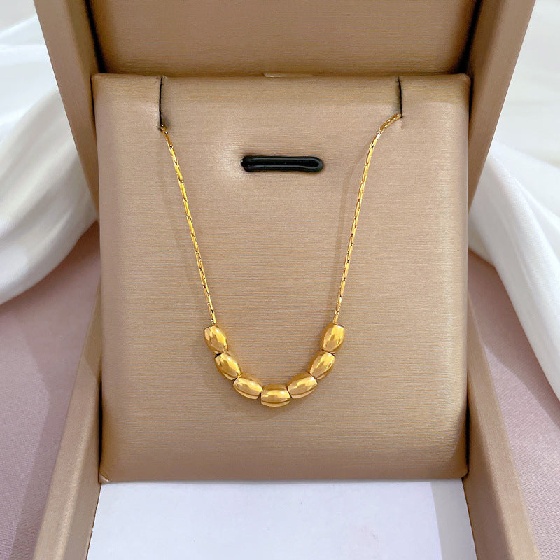 Collana con pendente geometrico minimalista in acciaio al titanio placcato per donna