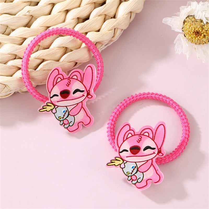 Cartoon Character Hair Tie for Kids with Knitted Fabric Construction in Pastel Macaron Color Palette Minimalist Style