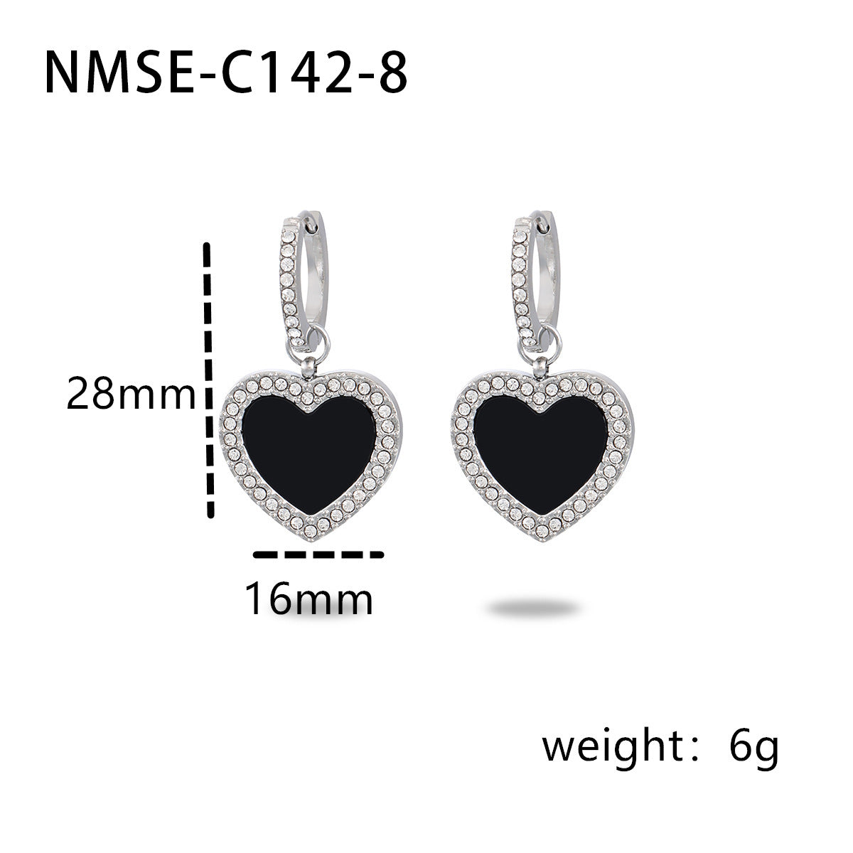 Orecchini da Donna Vintage a Cuore con Strass in Acciaio al Titanio, Gioielli di Moda Minimalisti con Finitura Placcata