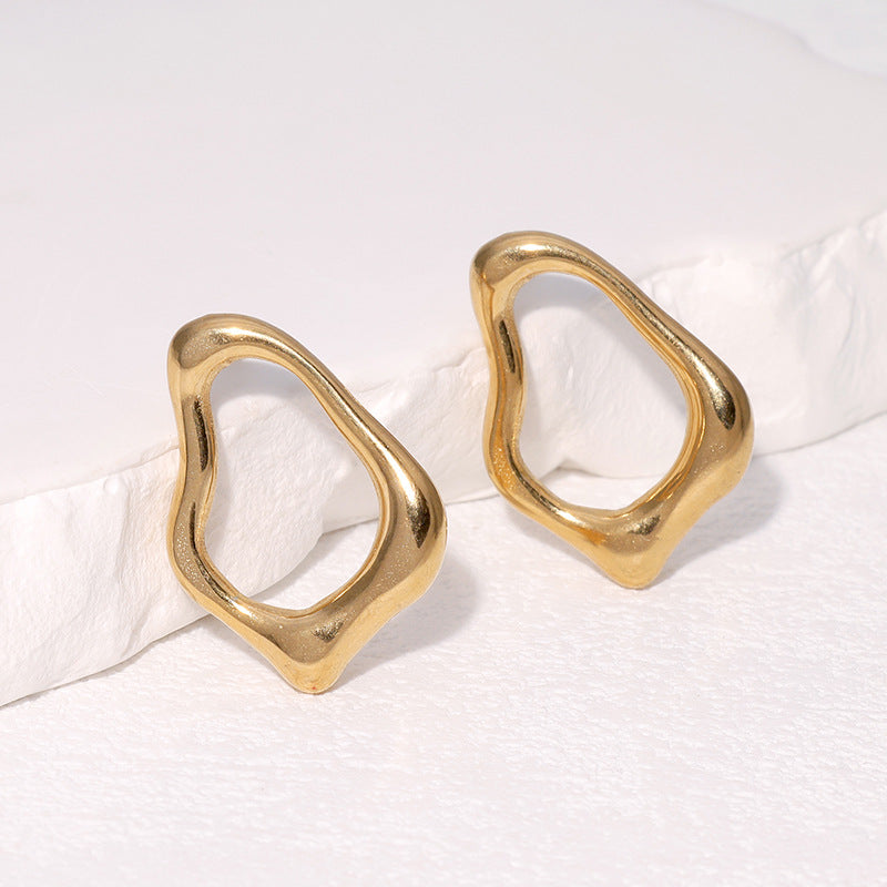 Orecchini a perno da donna in acciaio inossidabile geometrici irregolari minimalisti con finitura placcata