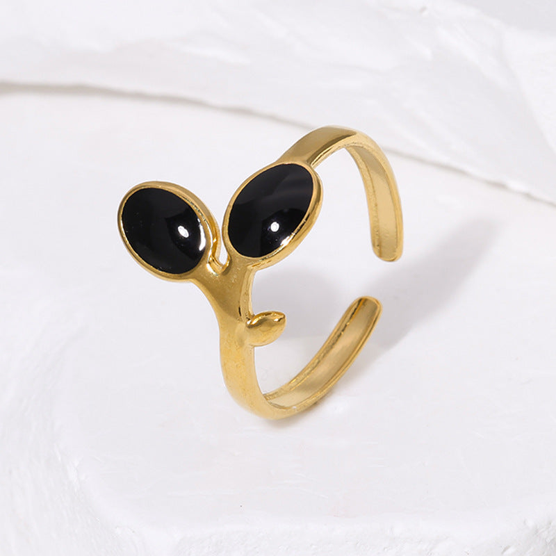 Anello Aperto Floreale Minimalista in Acciaio Inossidabile Placcato Oro da Donna Gioielli di Lusso
