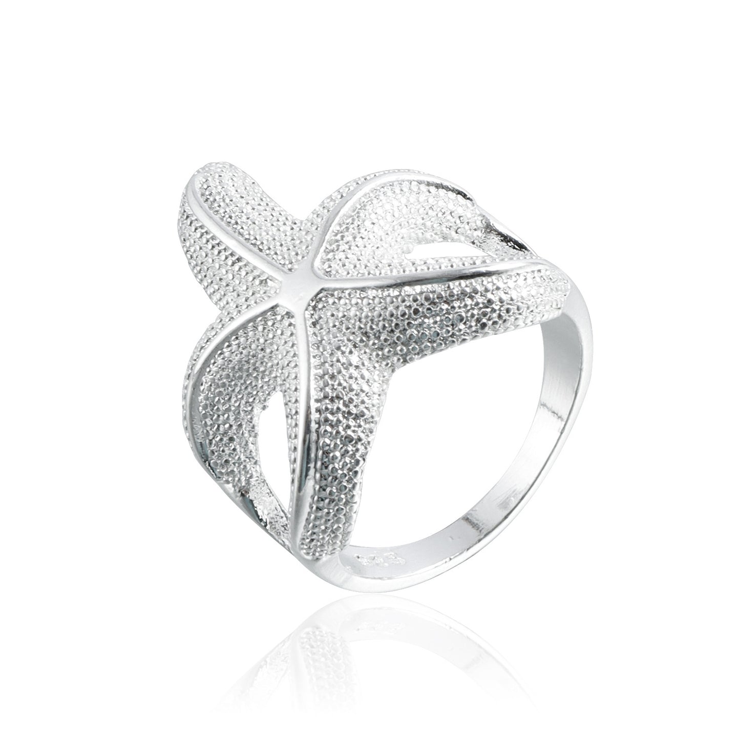 Fashionable Starfish-Shaped Metal Ring with Plated Finish for Women Beach Vacation Jewelry
